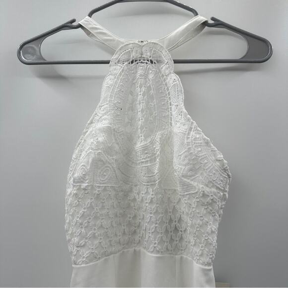 Lulus Dress‎ Made in the Crocheted White Skater Halter Neck Mini Dress Sz XS NEW - Picture 4 of 14